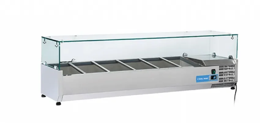 Expédition Rapide Vitrine horizontale réfrigérée gn1/3 inox couvercle verre trempé 58l