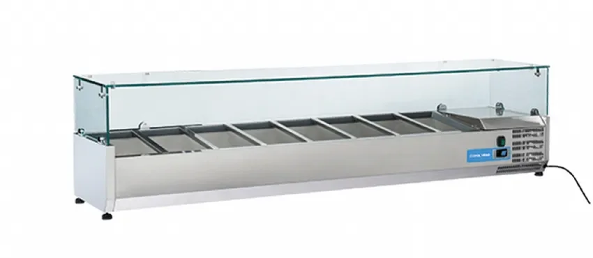 Vitrine horizontale réfrigérée gn1/3 inox couvercle verre trempé 73l Réduction