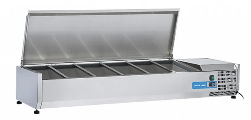 Vitrine horizontale réfrigérée gn1/3 inox couvercle acier inox 58l Super Prix