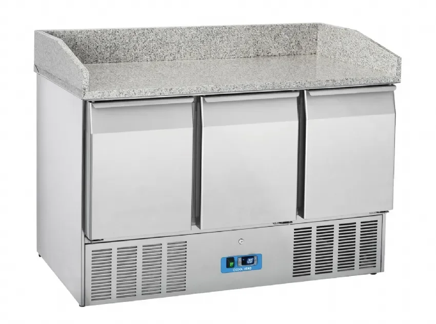 Meilleur Choix Saladette réfrigérée 3 portes inox gn1/1 dessus pour pizza 330 l