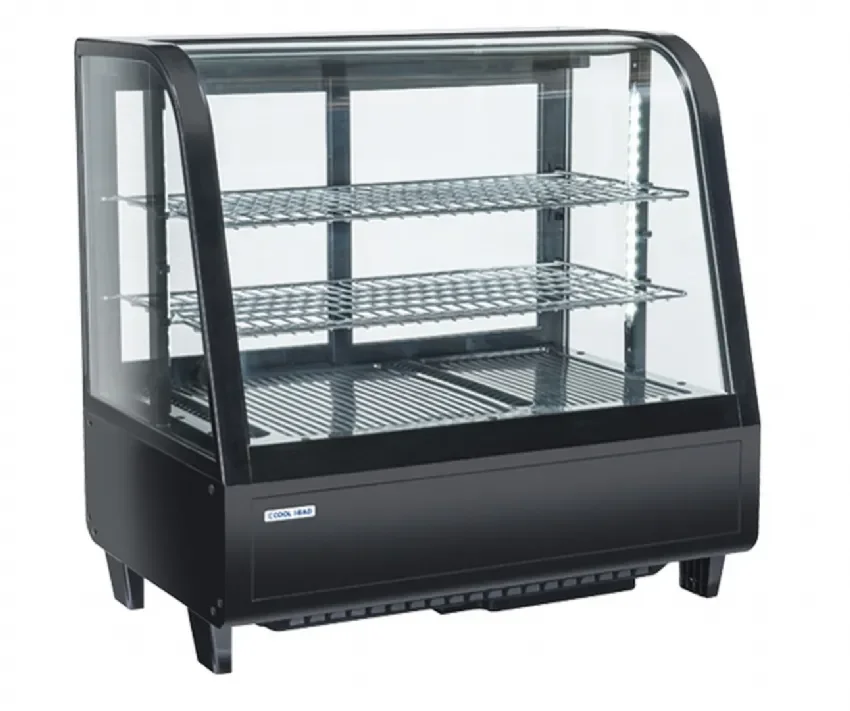 Offre Exclusive Vitrine de comptoir réfrigérée cadre noir vitre incurvée 100l