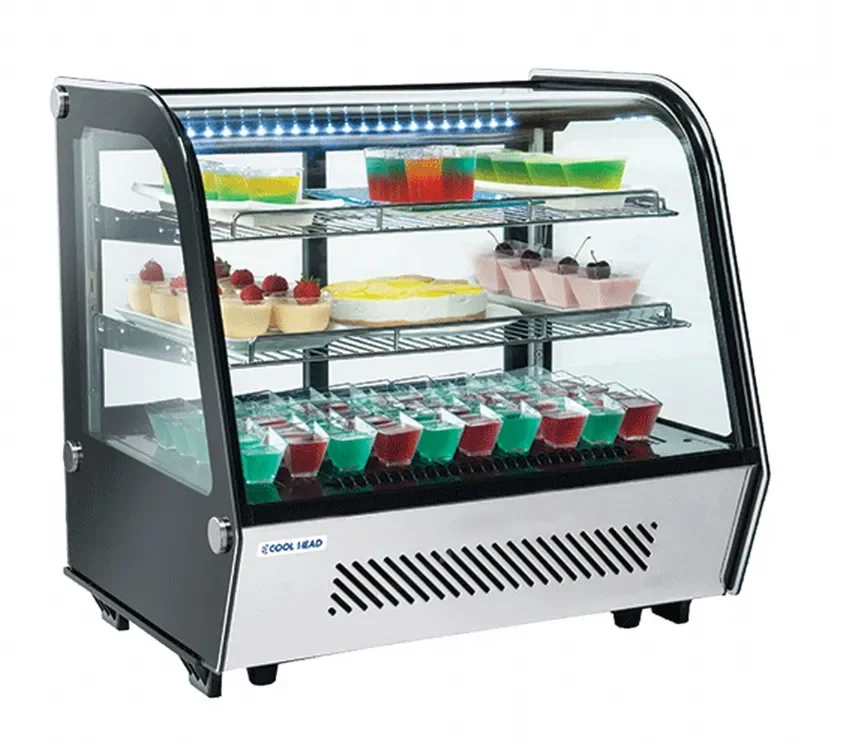 Vitrine de comptoir réfrigérée cadre noir vitre incurvée 120l Prix Bas