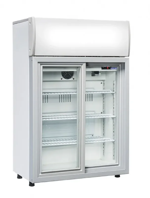 Réfrigérateur de comptoir pour boissons blanc 2 portes vitrées panneau publicitaire 85l Commande En Gros