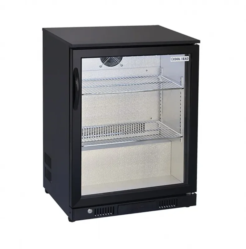Arrière bar pour boissons noir 1 porte vitrée 124 litres Bon Plan