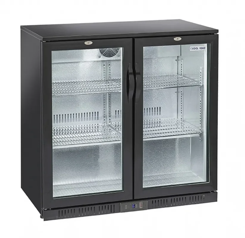 Arrière bar pour boissons noir 2 portes vitrées 201l Livraison Gratuite
