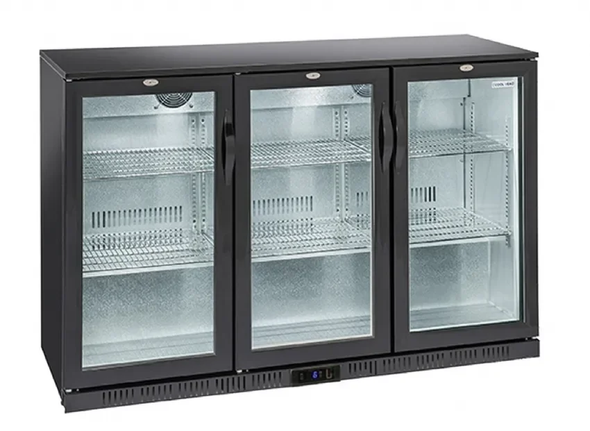 Arrière bar pour boissons noir 3 porte vitrées 320l Retour Gratuit
