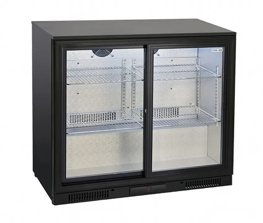 Arrière bar pour boissons noir 2 portes coulissantes 197l Marque