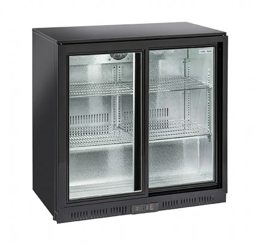 Top Vente Arrière bar pour boissons noir 2 portes coulissantes 201l