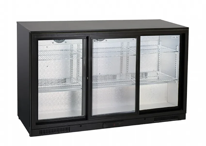 Arrière bar pour boissons noir 3 portes coulissantes 320l Prix Réduit