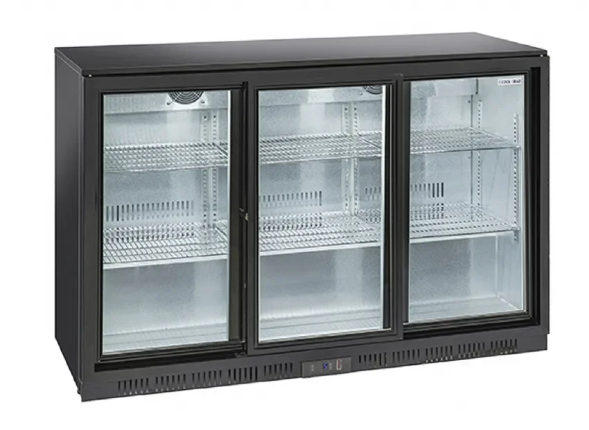 Vente Directe Arrière pour boissons noir 3 portes coulissantes 320l bar