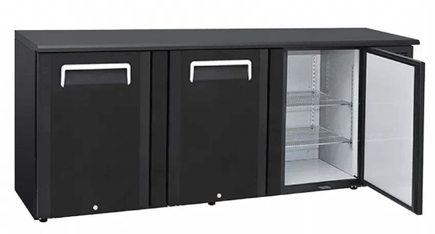 Usine Directe Arrière bar pour boissons noir 3 portes à charnières solides 500l
