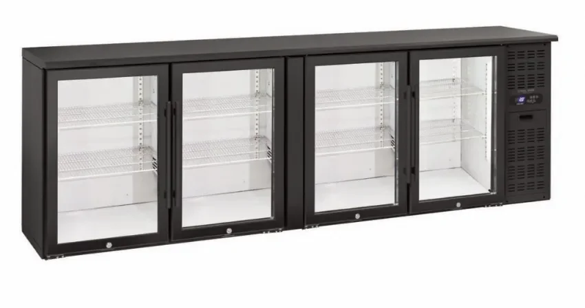 Top Vente Arrière bar pour boissons noir 4 portes vitrées à charnières 618l