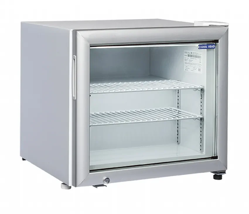 Expédition Rapide Congélateur vertical acier laqué gris 1 porte vitrée 50l