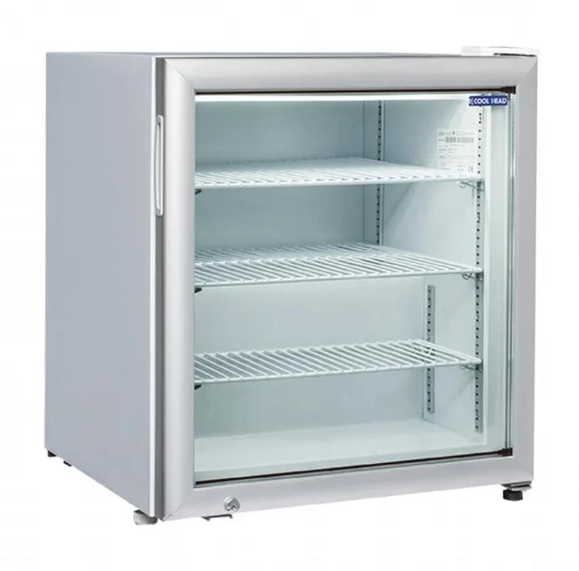 Congélateur vertical acier laqué gris 1 porte vitrée 90l Livraison Express