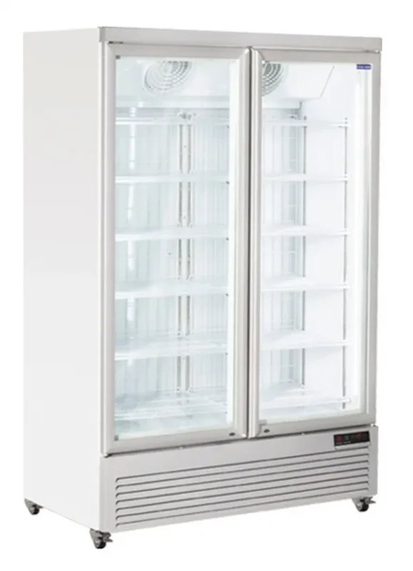 Acheter Direct Congélateur vertical blanc 2 portes vitrées 1080 l