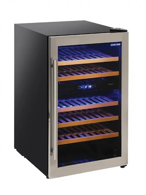 Cave à vins noire indépendante double température 1 porte vitrée 140l Offre Du Jour