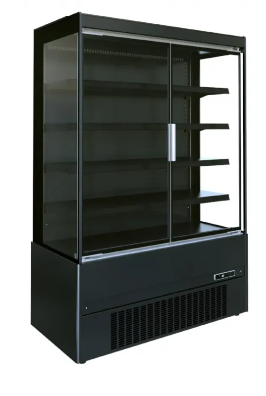 Vitrine mural libre service 3m1 noir avec 2 portes 1.3 Acheter Direct