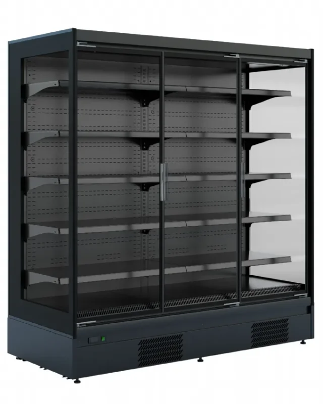 Vente Directe Vitrine murale libre service noir avec portes mike 1.9