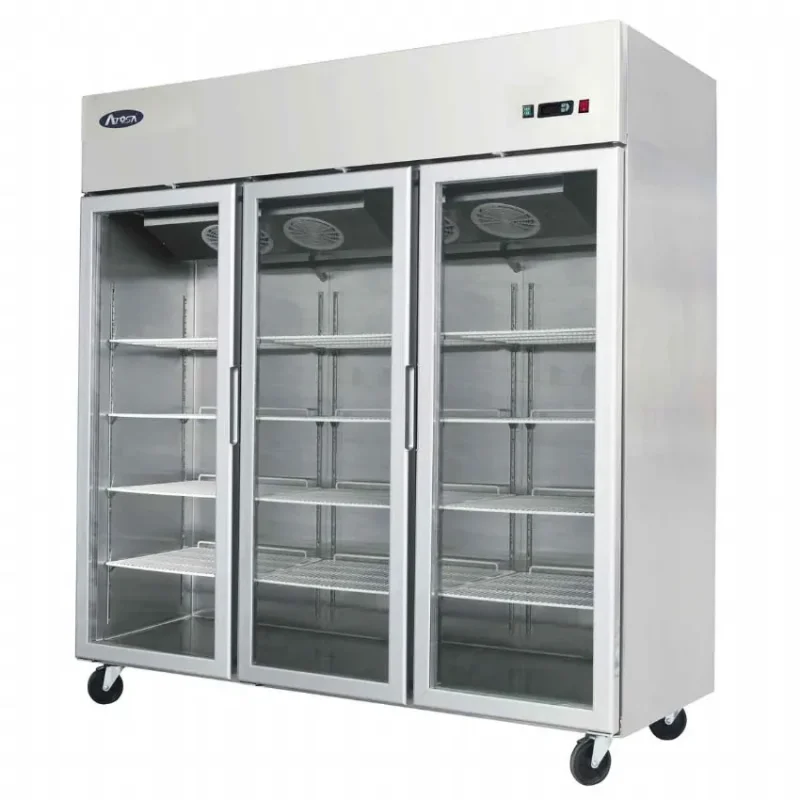 Remise Armoire compacte négative 3 portes vitrées inox