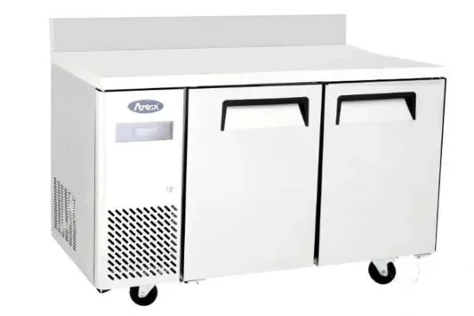 Table compacte négative 2 portes avec dosseret inox 370l groupe à gauche Meilleur Choix