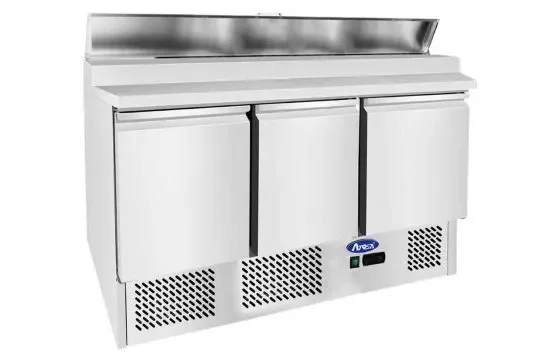 Meuble à pizza compact 3 portes avec plan de travail en inox 380l (7x1/6 + 1x1/9) Livraison Express