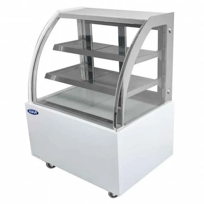 Vitrine semi-bombée blanche avec porte coulissantes arrières de largeur 1500mm Prix Bas
