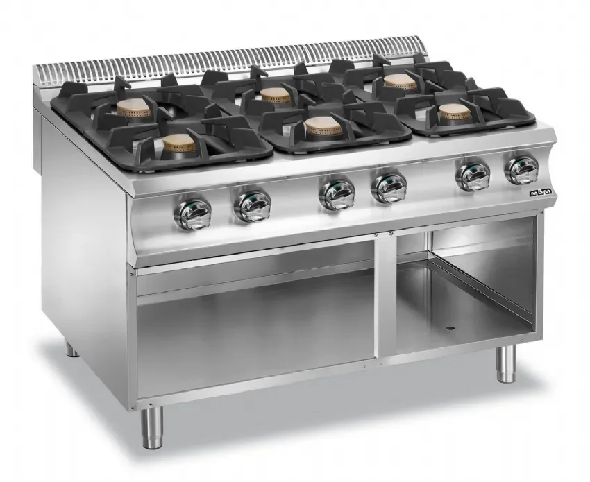 Vente Flash Fourneau professionnel a gaz 6 feux vif (3x)11 kw et (3x)7 kw domina 980
