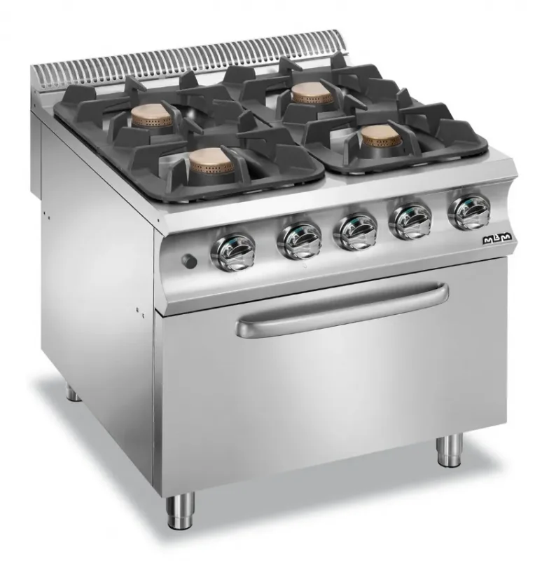 Satisfait Ou Remboursé Fourneau professionnel a gaz 4 feux vif (2x)11 kw et (2x)7 kw sur four electrique domina pro 900