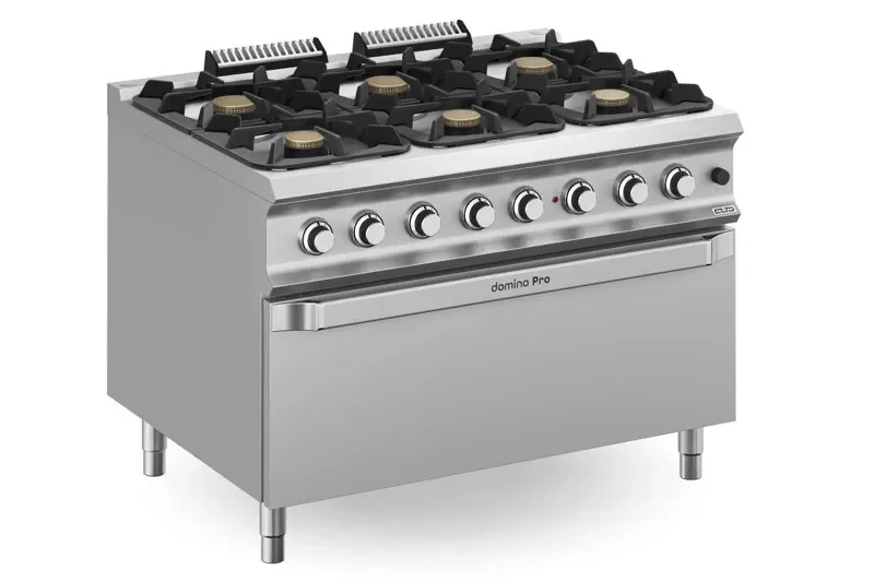 Fourneau a gaz 6 feux vif (3x)11 kw et (3x)7 kw sur grand four a gaz avec grill domina pro 900 Quantité Limitée