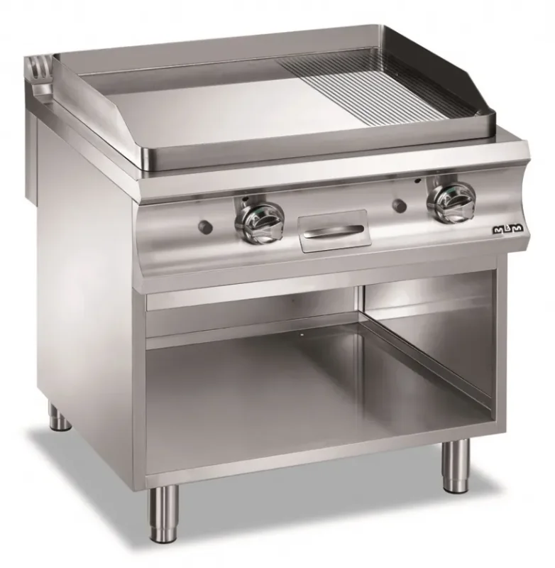 Offre Spéciale Plaque a snack professionnel gaz plaque lisse rainurée chromée 780x720x16 domina pro 900