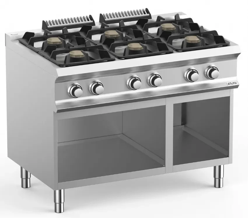 Fourneau professionnel a gaz 6 feux vif 7 kw sur sousbassment libre domina pro 700 Achetez Aujourd’hui