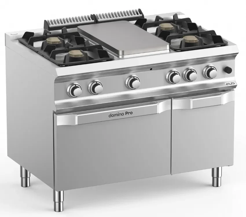 Fourneau professionnel a gaz 4 feux vif avec plaque centrale 5,5 kw sur four a gaz domina pro 700 Acheter Direct