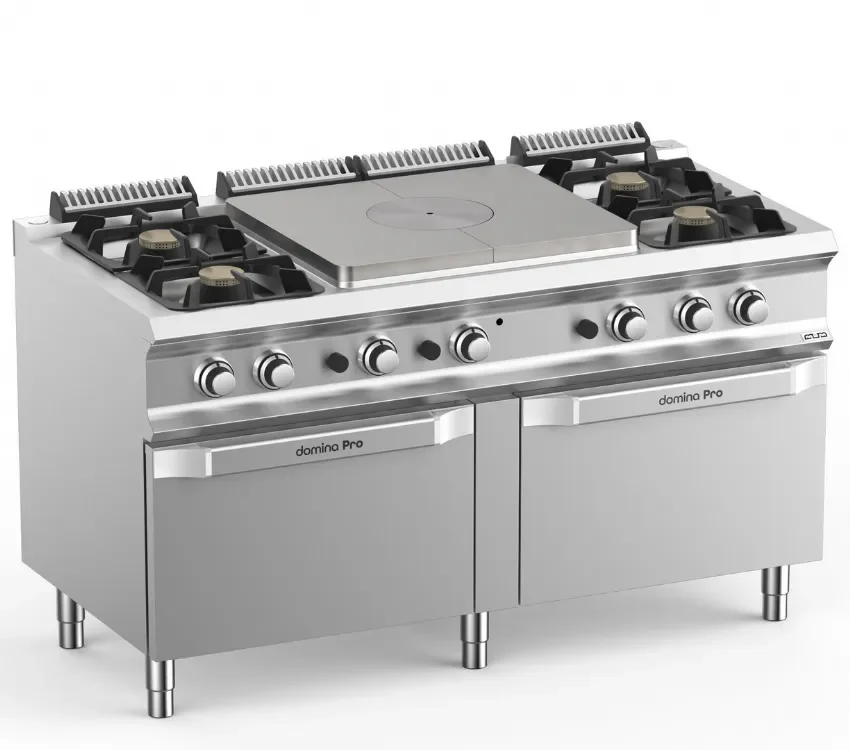 Meilleur Prix Plaque coup de feu professionnel a gaz avec fourneau 4 feux vif sur 2 four a gaz domina pro 700