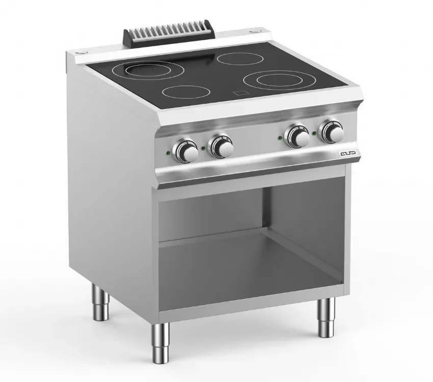 Fourneau professionnel electrique 4 plaque vitrocéramique sur soubassment libre domina pro 700 Meilleur Prix