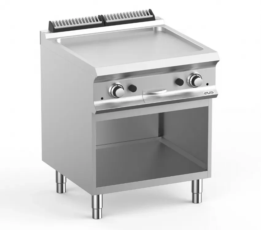 Plaque a snack professionnel gaz sur soubassment libre, 1 plaque lisse 63x54 domina pro 700 Prix Bas