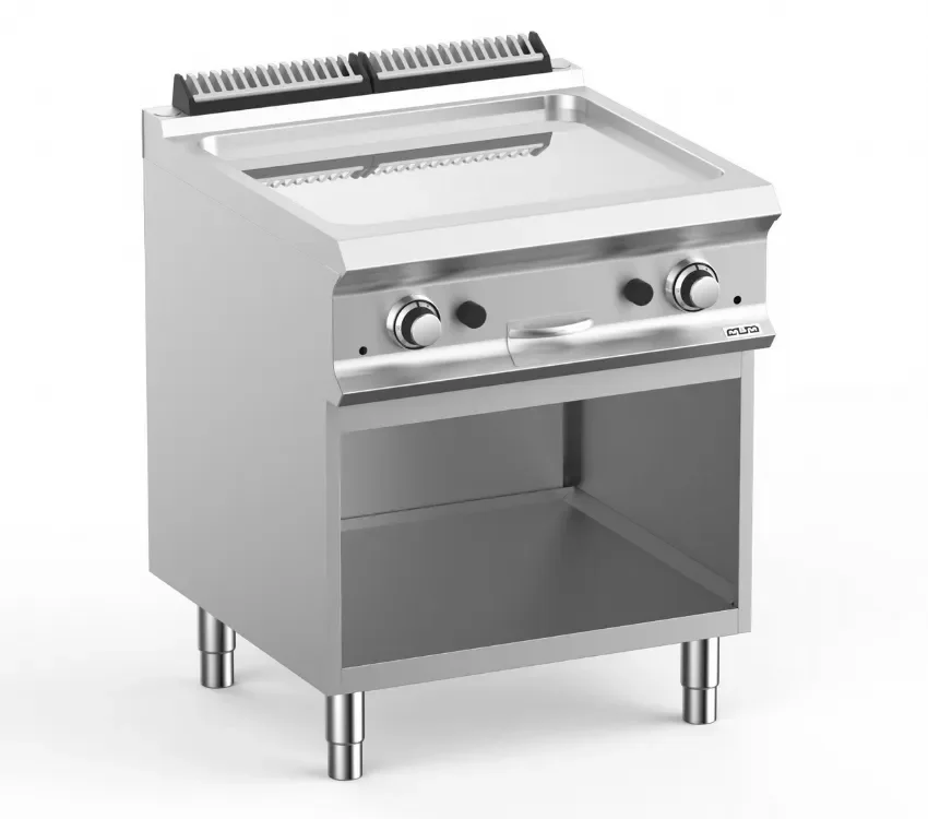 Jusqu’à Épuisement Des Stocks Plaque a snack professionnel gaz sur soubassment libre, 1 plaque lisse chromee 63x54 domina pro 700