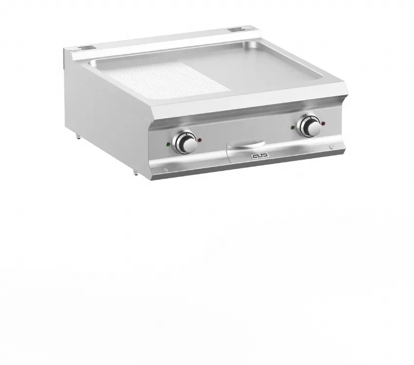 Plaque a snack professionnel electrique ½ plaque lisse ½ plaque rainurées 63x54 a poser domina pro 700 Soldes