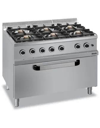 Marque Fourneau professionnel a gaz 6 feux vif 5,5 kw sur grand four a gaz magristra plus 700