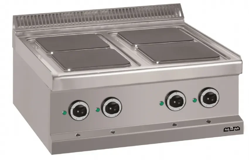 Promotion Saisonnière Fourneau professionnel electrique 4 plaques carrées a poser magristra plus 700