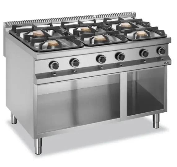 Produit De Marque Fourneau professionnel a gaz 6 feux de 5,5 kw sur soubassement magristra plus 900