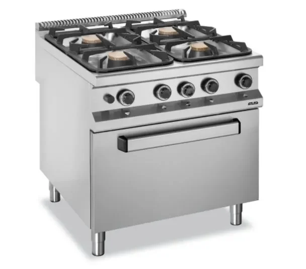 Seulement Aujourd’hui Fourneau professionnel a gaz 4 feux de 5,5 kw sur 1 four electrique magristra plus 900