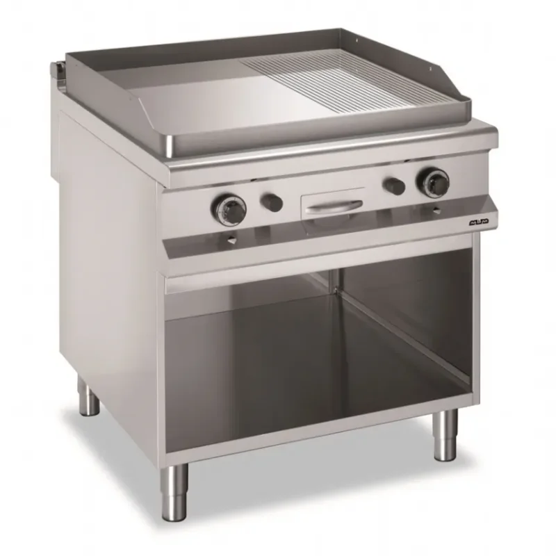 Acheter Direct Plaque a snacker professionnel a gaz-2/3 plaque lisse-1/3 rayee chromee 80x90x85 magristra plus 900