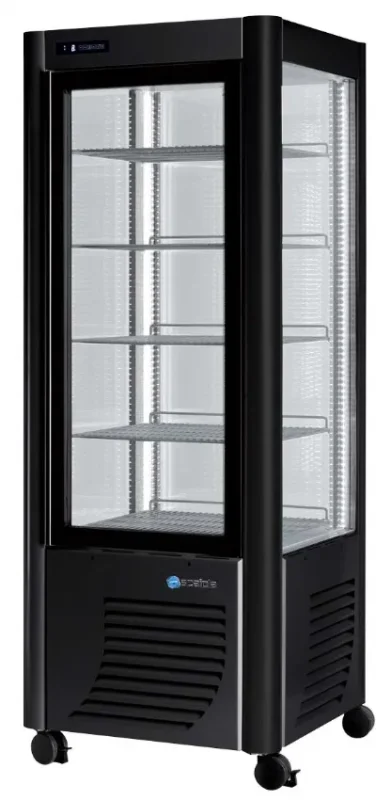 Offre Exclusive Vitrine réfrigérée spéciale chocolat positive panoramique noire 4 faces vitrées 400l