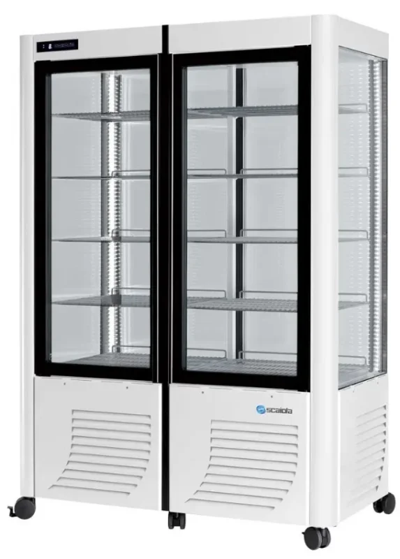 Vitrine réfrigérée panoramique positive blanche 2 portes 800l Top Vente