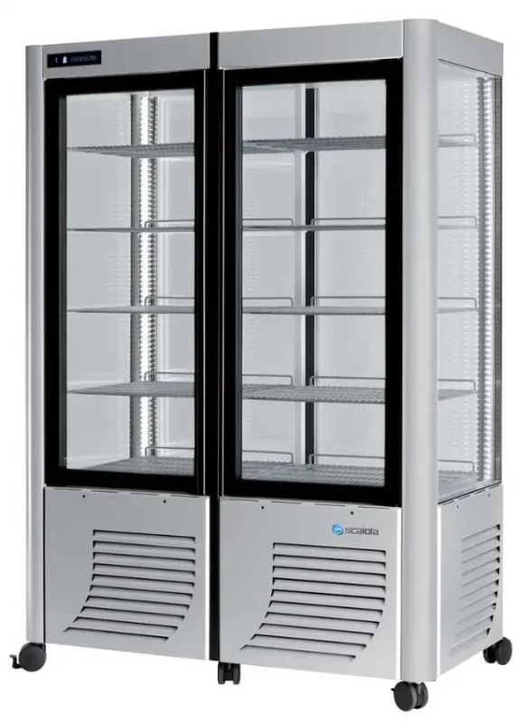 Dernier Modèle Vitrine réfrigérée panoramique positive couleur argent 2 portes 800l