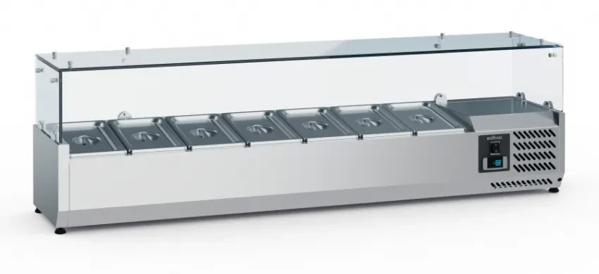 Produit De Marque Saladette réfrigérée à poser pour 7 bacs gn1/4 longueur 1500mm