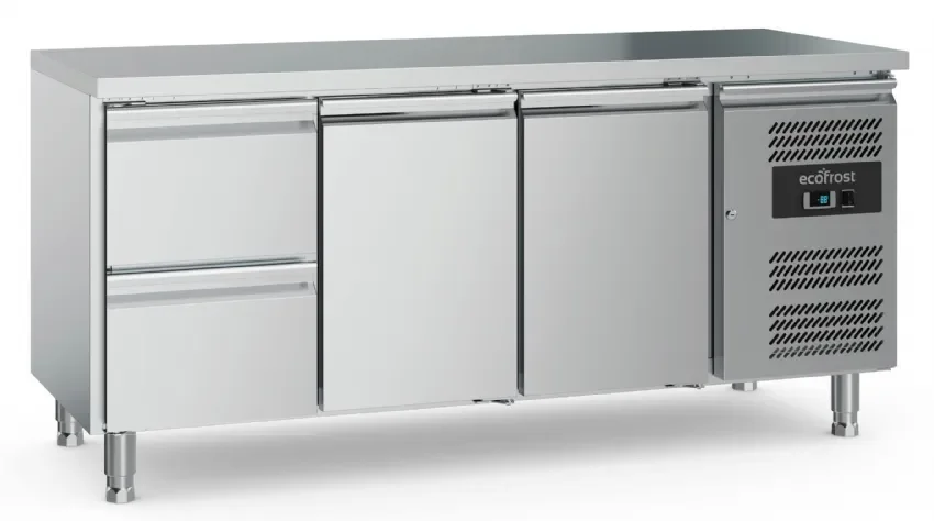 Produit De Marque Table réfrigérée tropicalisée 2 portes + 2 tiroirs groupe à droite prof: 700mm