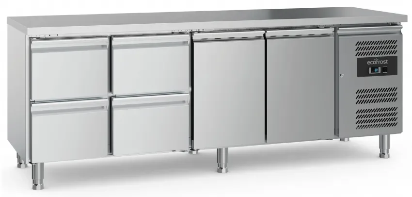 Table réfrigérée tropicalisée 2 portes + 4 tiroirs groupe à droite prof: 700mm Seulement Aujourd’hui