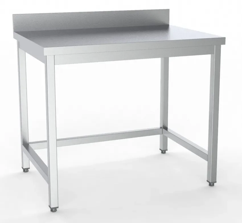 Table inox de travail dessous ouvert démontable avec dosseret profondeur 600mm longueur 1200mm Remise