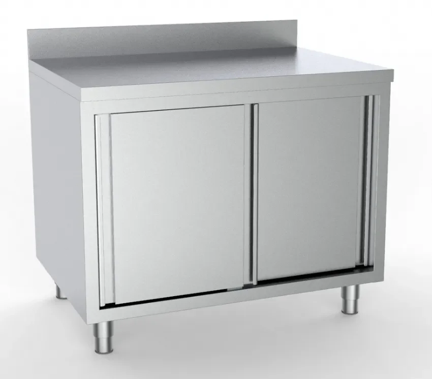 Petit Prix Meuble bas inox de travail neutre dosseret + portes coulissantes prof: 700mm longueur 2000mm